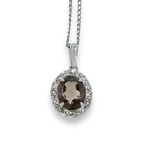 Vintage Sorrento Sterling Silver 925 Gray Smoky Quartz Pendant ONLY